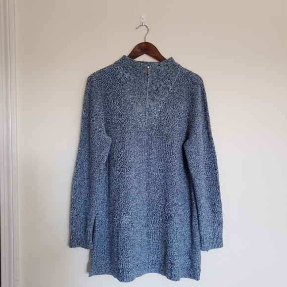Land's End 1/4 Zip Pullover Sweater Heathered Blue Womens Size Large Heavyweight - Picture 10 of 10